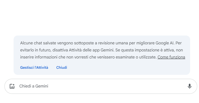 Google Gemini il salvataggio dell'attività recente su app e sito web