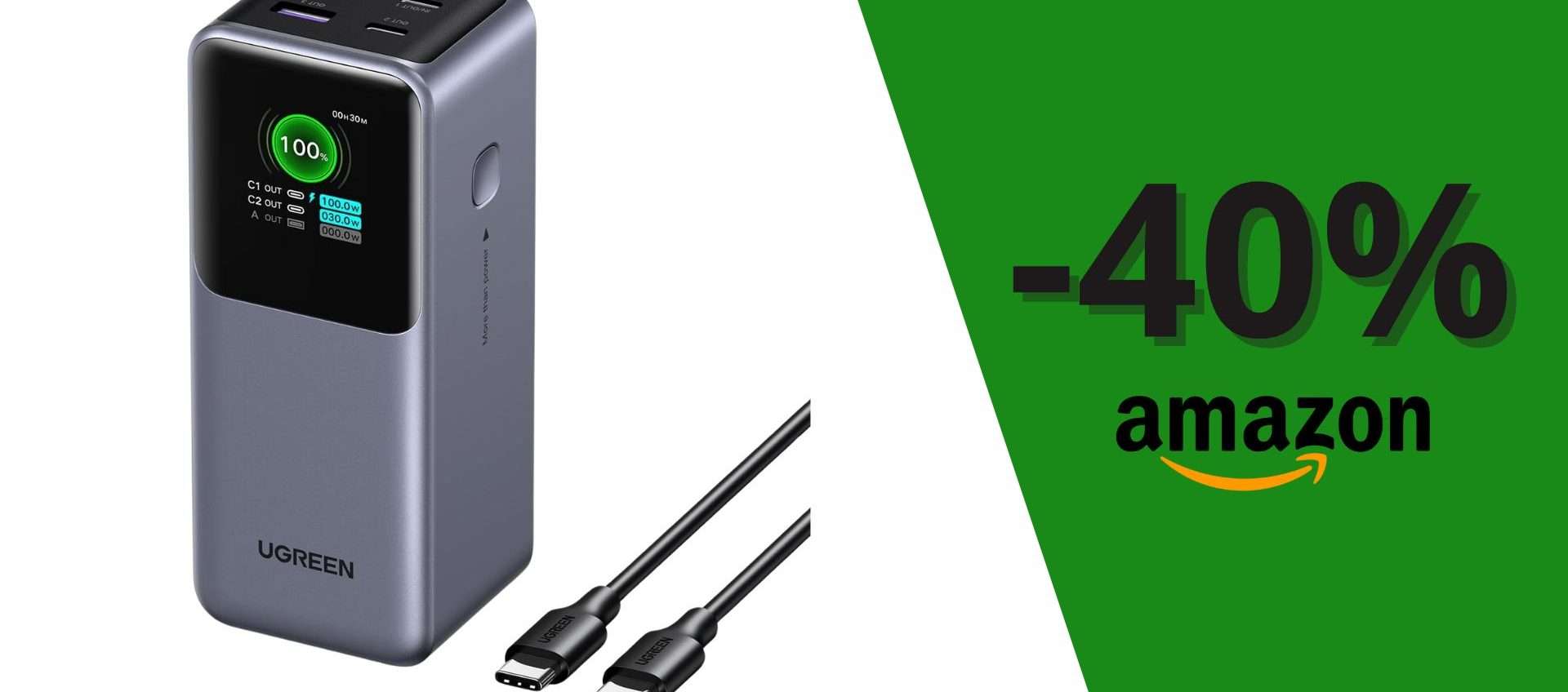 Power Bank Ugreen con 40% di sconto: Nexode 130W quasi REGALATO