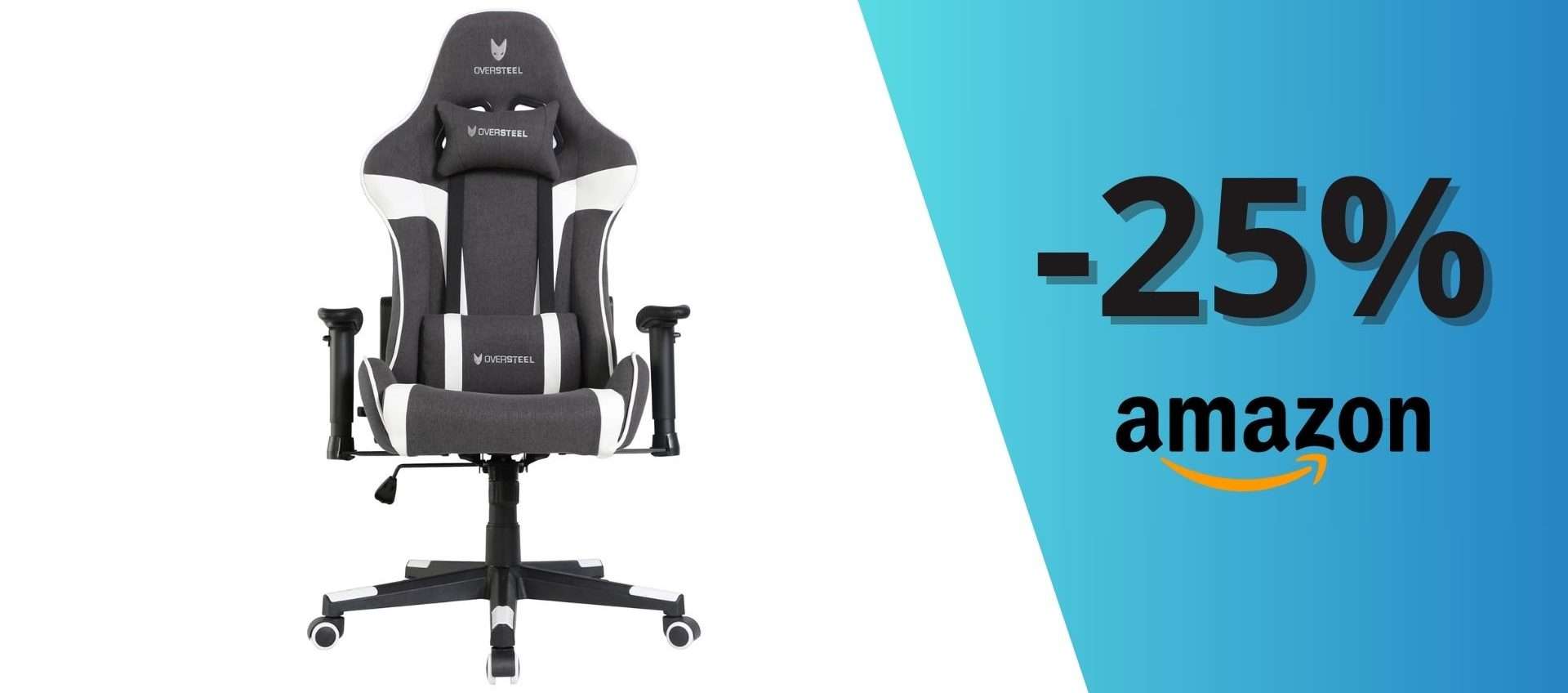 Sedia da gaming ad un prezzaccio: solo 158€, massimo comfort e finiture stupende