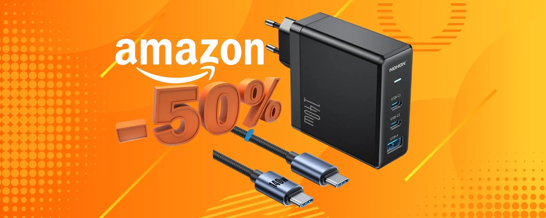 Caricatore USB da 140W che ricarica anche un portatile (-50%)