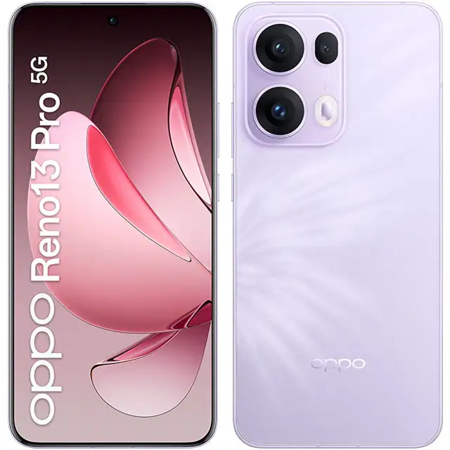 Lo smartphone OPPO Reno 13 Pro 5G nella colorazione Plume Purple