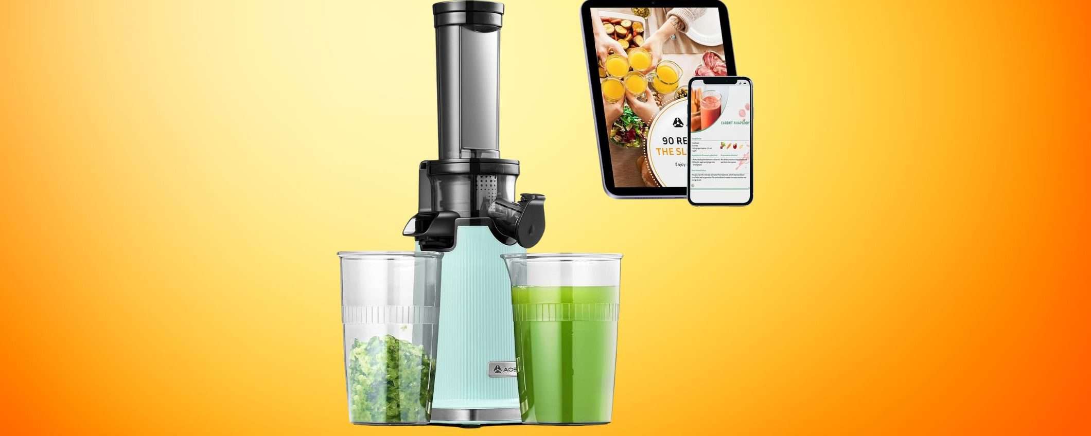 Estrattore frutta e verdura con 2 tazze: sconto LAMPO su Amazon