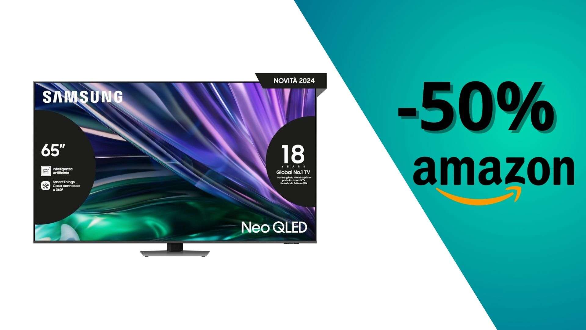 Samsung QLED 4K Mini LED da 65″: televisore straordinario a metà prezzo su Amazon