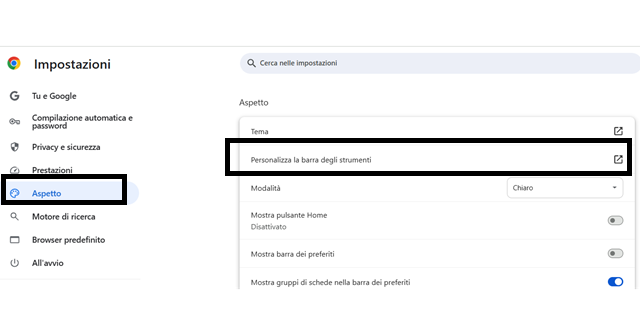Google Chrome: personalizzare la barra degli strumenti