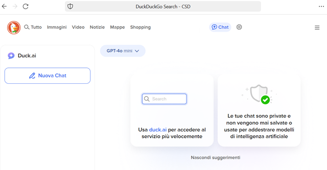 Duck.ai l’intelligenza artificiale sicura di DuckDuckGo