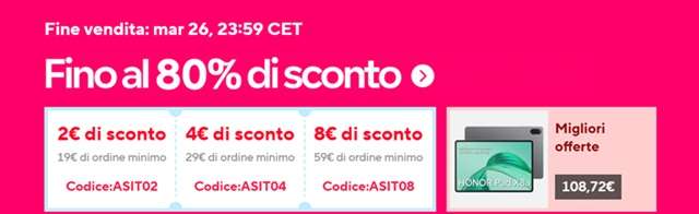 aliexpress sconto 80 per cento