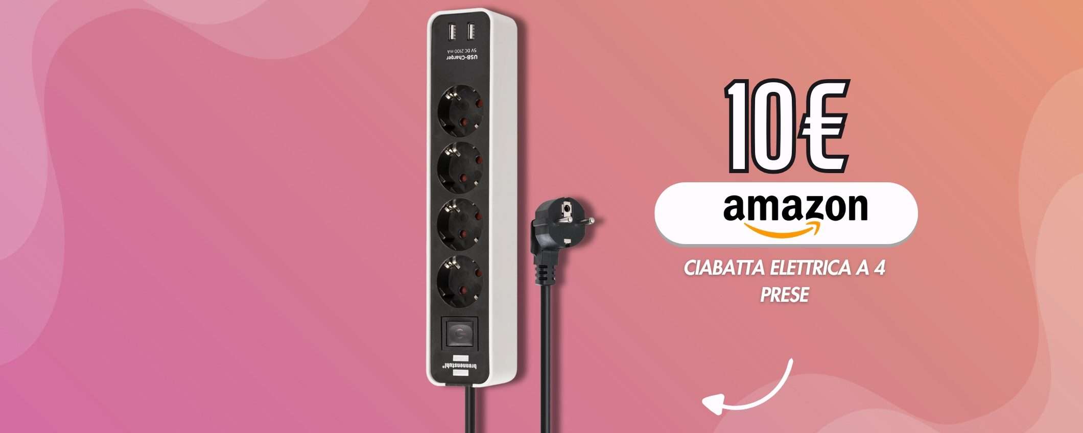 Multipresa 4 entrate con doppia porta USB integrata: 10€ e passa la paura