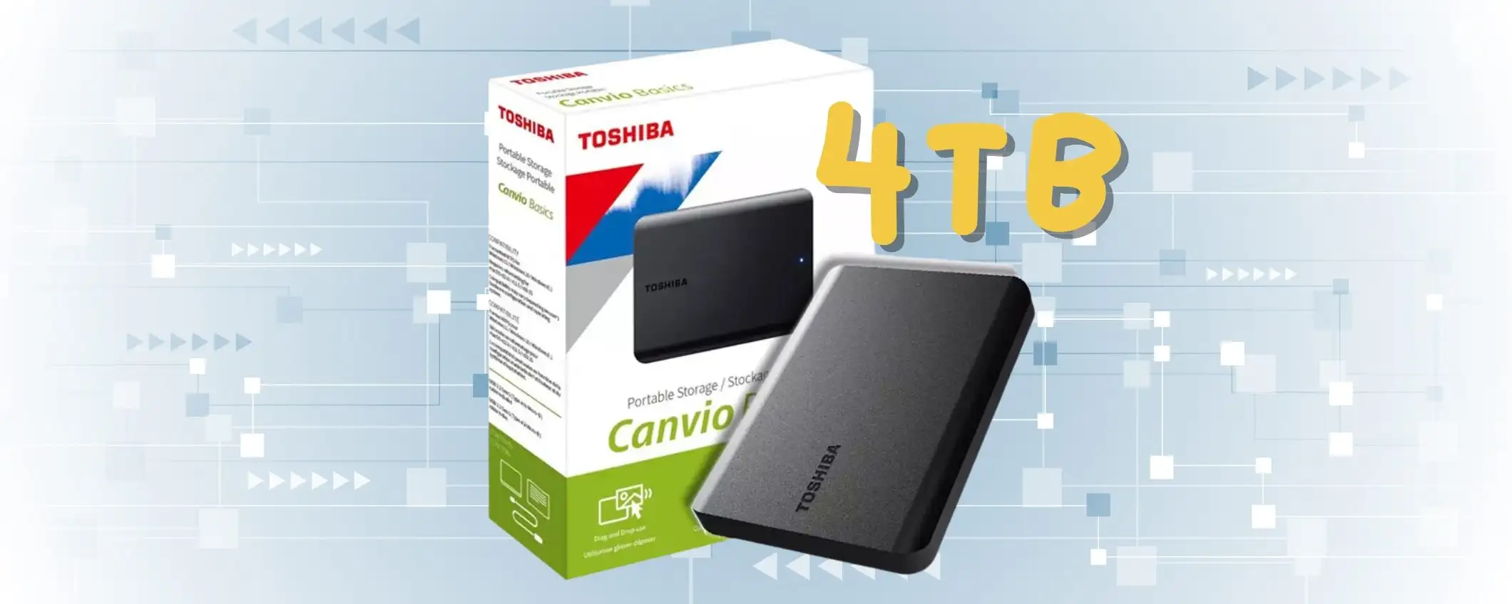 Hard Disk Esterno Toshiba Canvio Basics da 4TB: archivia di tutto senza spese folli