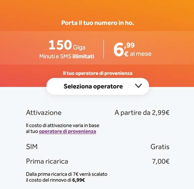 ho mobile offerta 150 giga