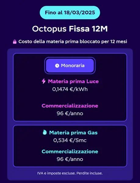 octopus fissa 12 mesi 18 marzo