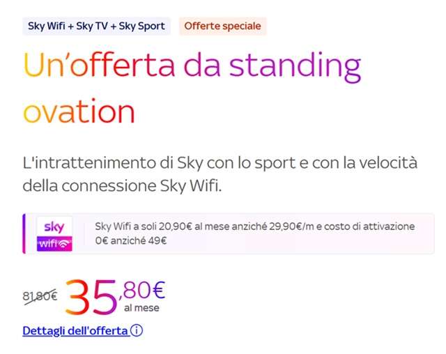 offerta standing ovation sky