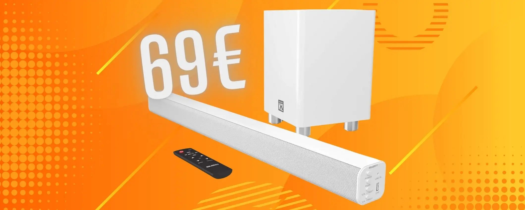 Soundbar wireless da 150W dal suono avvolgente e prezzo minuscolo (69€)