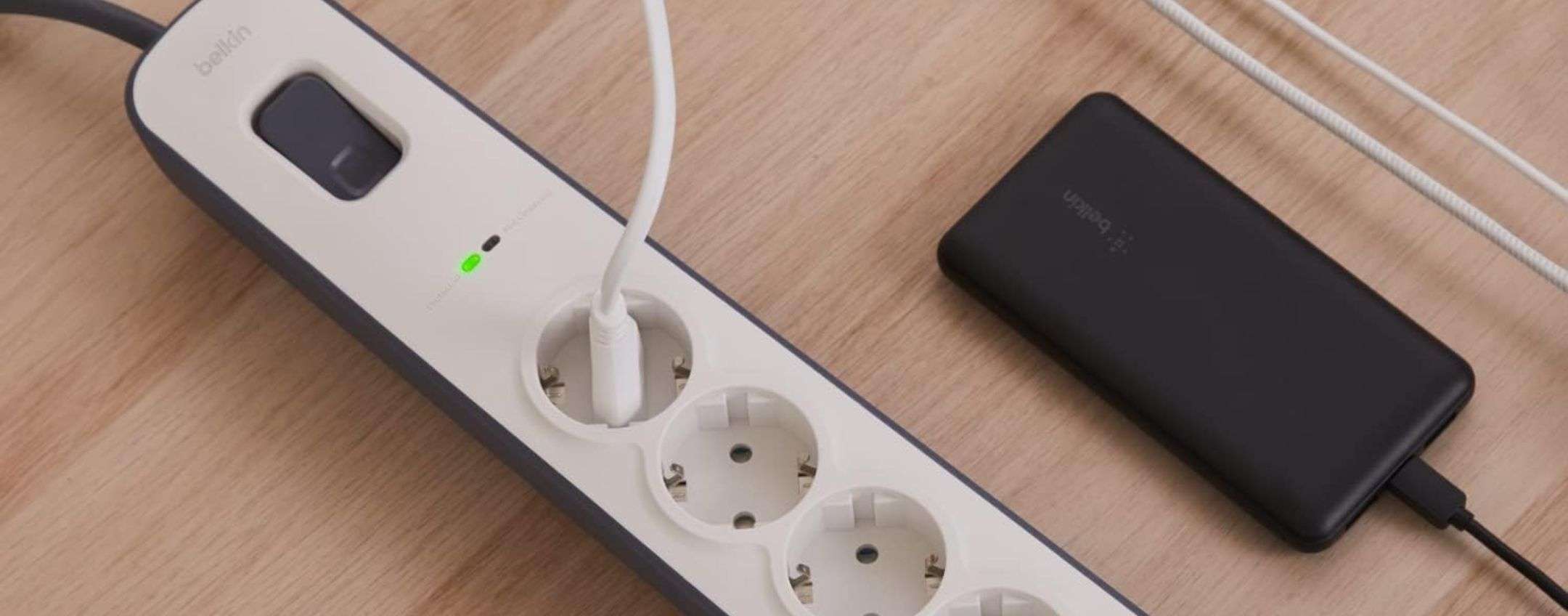 Ciabatta multipresa Belkin con PROTEZIONE integrata in maxi sconto: -40% su Amazon