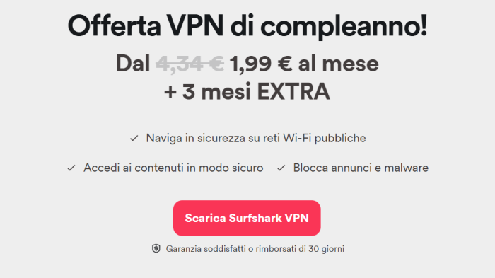 surfshark vpn offerta