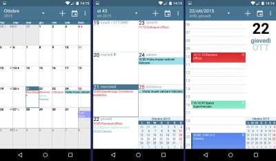 aCalendar: diverse visualizzazioni.