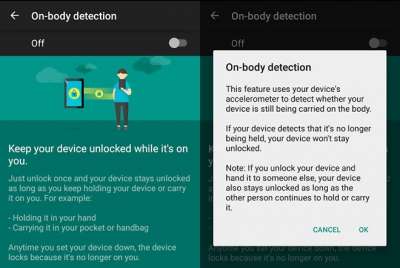 Smart Lock on-body detection