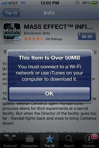 App Store 50MB