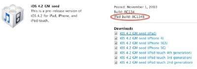 Apple iOS 4.2 GM per iPad