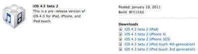 Apple iOS 4.3 Beta 2