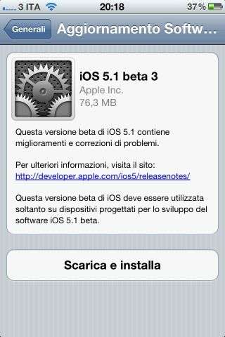 Apple iOS 5.1 beta 3