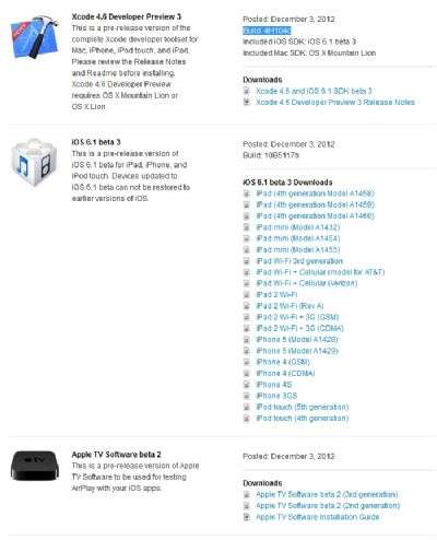 Apple iOS 6.1 beta 3
