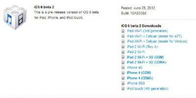 Apple iOS6 beta 2