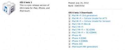 Apple iOS6 beta 3