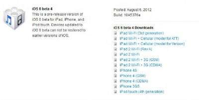 Apple iOS6 beta 4