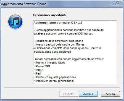 Apple rilascia iOS 4.3.3 