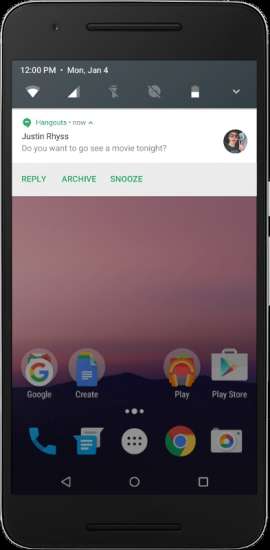 Area notifiche Android N