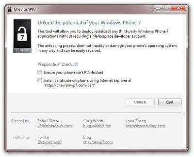 ChevronWP7 sblocca Windows Phone 7 