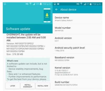 Galaxy Note 4 ottiene l'update di sicurezza