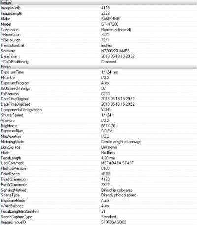 Galaxy Note III exif