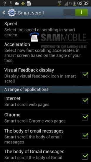 Galaxy SIV Smart Scroll Pause