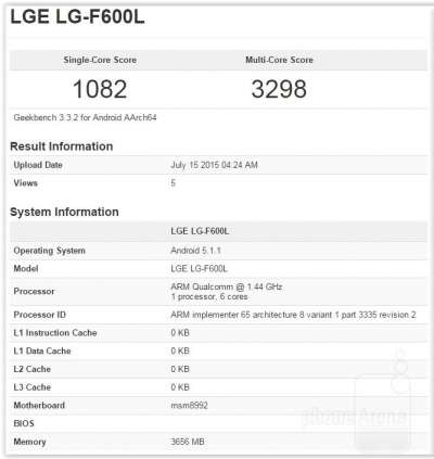 GeekBench svela un misterioso device LG