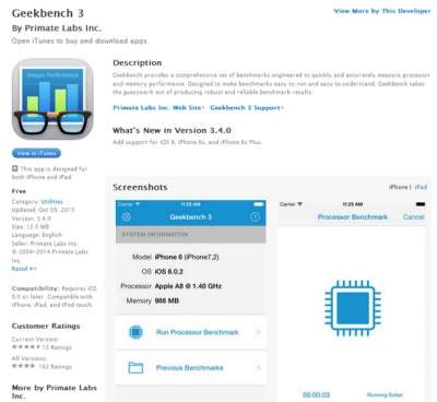 Geekbench 3 gratis per iOS