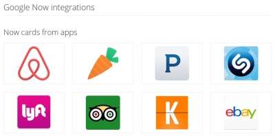 Google Now - integration apps