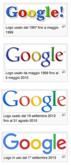 Alcuni cambiamenti nella storia del logo di Google