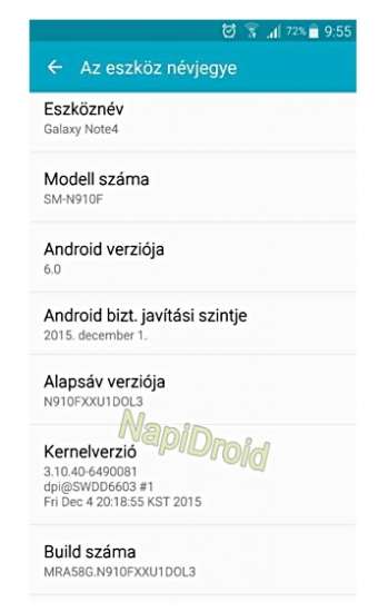 Il Galaxy Note 4 con Marshmallow