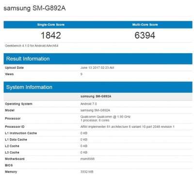 Il Galaxy S8 Active su Geekbench