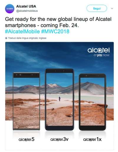 Il tweet di Alacatel USA