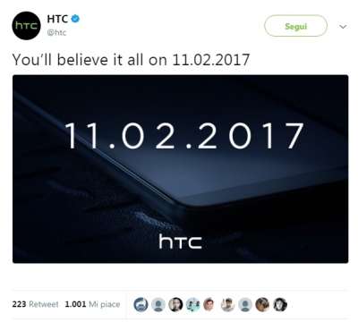 Il tweet di HTC