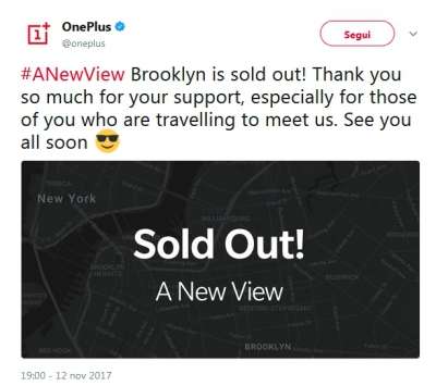 Il tweet di OnePlus
