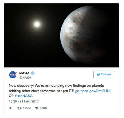 Il tweet della NASA