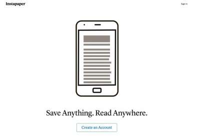 L'home page di Instapaper