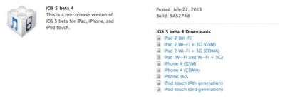 iOS5 beta 4 iPhone