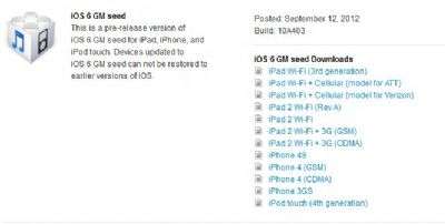 iOS6 GM Apple