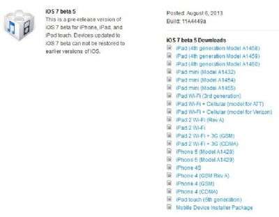 iOS7 beta 5