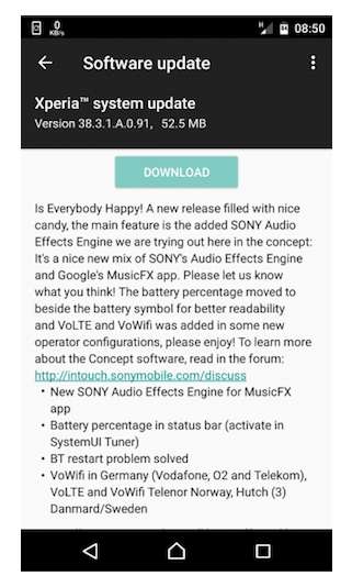 L'update per Xperia X