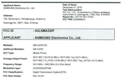 La certificazione FCC per il Galaxy A3 (2017)